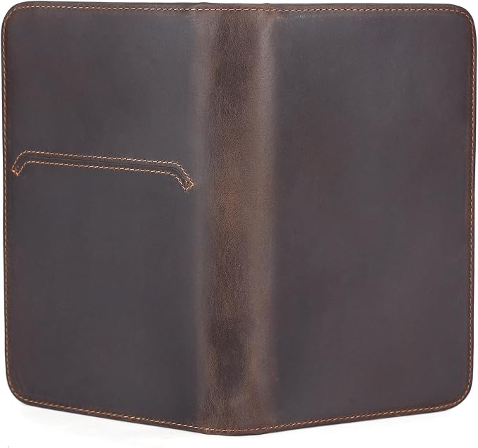 Polare Full Grain Leather Passport Holder Cover Case for Men RFID Blocking Travel Wallet Holds 4 Passports (Dark Brown with AirTag Slot)