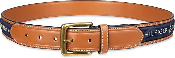 Tommy Hilfiger Men's Fabric Inlay Casual Belt With Classic Harness Buckle
