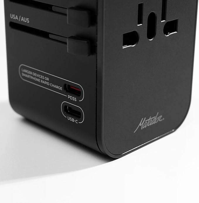Matador Global Travel Adapter - International Power Adapter for 170+ Countries; Fast Charging Travel Charger for Multiple Devices; Universal Power Adapter, Type G C E H