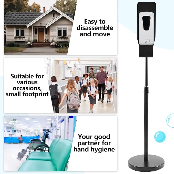 Blulu 4 Pack Automatic Hand Sanitizer Dispenser with Stand and Drip Catcher and Refillable Bottle Stand Sanitizing Station for Restaurants, Schools, Churches