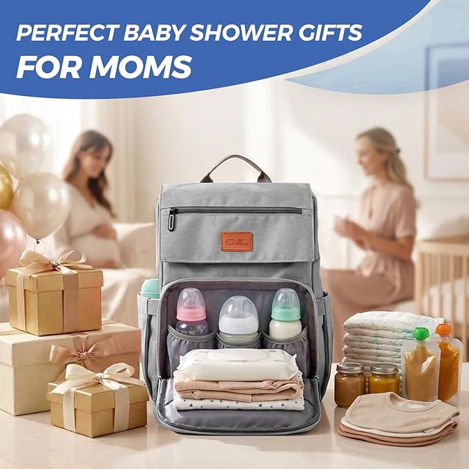 Baby Diaper Bag Backpack - Baby Bags for Boys & Girls, Large Waterproof Diaper Backpack - Baby Shower Gifts & Registry Must Haves - Travel Diaper Bags with Changing Pad & Back Zipper - Baby Boy Stuff