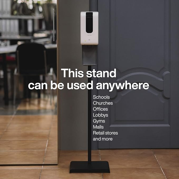 Automatic Hand Sanitizer Dispenser with Stand and Drip Catcher and Refillable Bottle for Restaurants, Schools, Churches - Sanitizer Stand