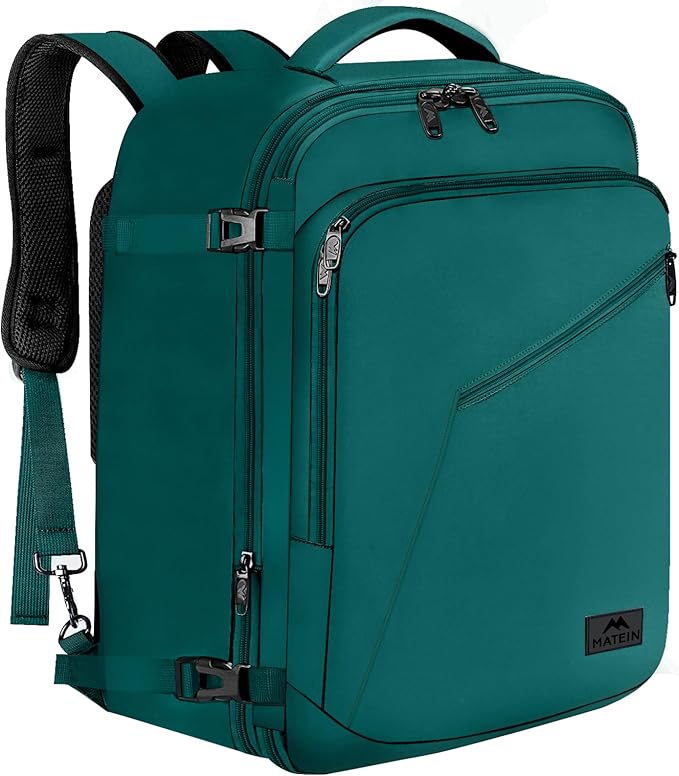MATEIN Travel Backpack Large, Water Resistant Carry on Backpack for Travelling, Airline Approved Large Capacity Back Pack, Expandable Lightweight Overnight Daypack, Travel Gift, Peacock Blue