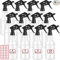 meekoo 12 Pcs 32 oz Plastic Spray Bottles Heavy Duty Spraying Leak Proof Mist Empty Water Bottle for Pets Cleaning Solutions Planting Spray Alcohol with Label Adjustable Nozzle (Black)