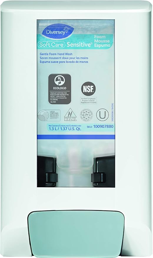 Diversey D1224701 IntelliCare Manual Hand Hygiene Dispenser for Liquid, Gel & Foam Soft Care Soaps & Sanitizers, ADA Compliant, Refillable, White, 1-Count