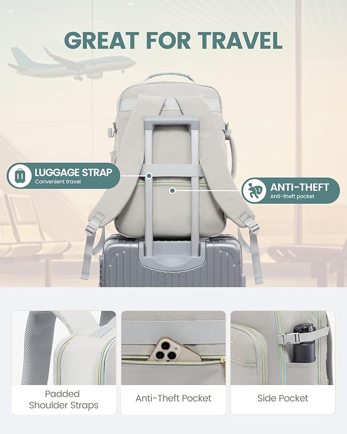 LOVEVOOK 40L Travel Backpack Flight Approved Carry on Backpack,3 Packing Cubes,Waterproof Personal Item Travel Bag,TSA Carry on Luggage Suitcase Travel Essentials,Gifts for Women & Men,fits 17" Laptop