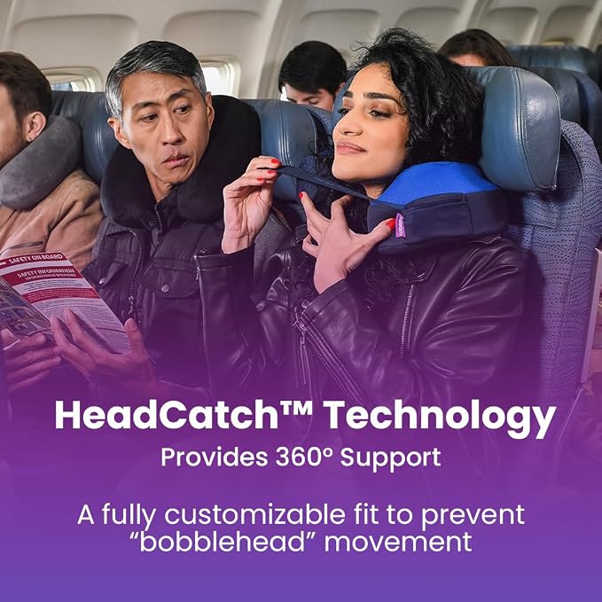 Cabeau Travel Neck Pillow for Airplanes The Neck's Evolution, TNE S3 Supportive Memory Foam Design for Long Haul Flights Attachable Seat Straps and 360 Support (Paris Lavender)