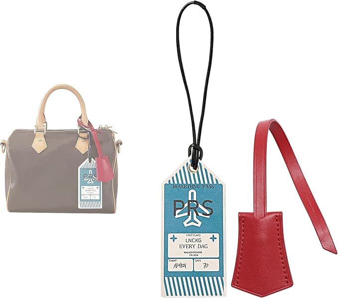 jiesinlov Microfibre Leather Tags for Speedy 25 30 35 Handbag,Luggage or Suitcase Tag (Boarding Pass-Red Tag)
