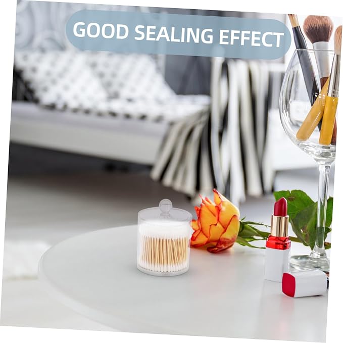 Unomor Acrylic Cotton Swab Holder and Cotton Pad Container with Lid Large Round Bathroom Storage Jar for Countertop Organization and Multifunctional Small Item Storage
