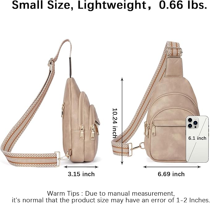 BOSTANTEN Sling Bag for Women Leather Crossbody Bags Fanny Pack Chest Bag for Travel