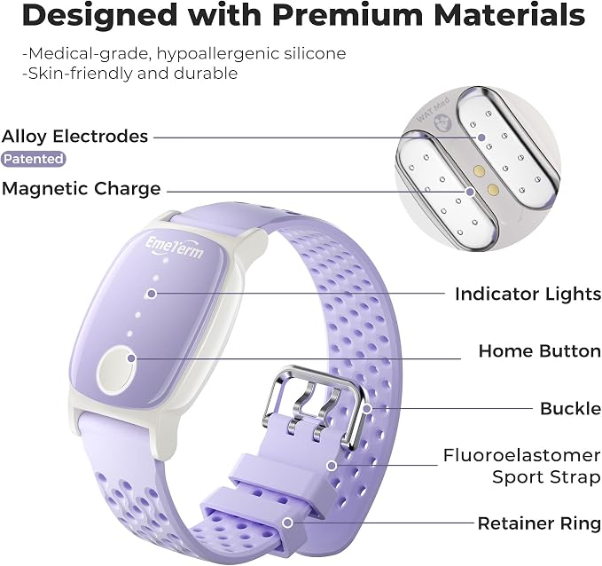 EmeTerm Explore Active FDA-Cleared Anti-Nausea Wristband Nickel-Free 5m Dive Ready Motion Sickness Relief Band Non-drowsy Drug-Free Fluoroelastomer Strap for Salt-Water Resistance (Glacier Purple)