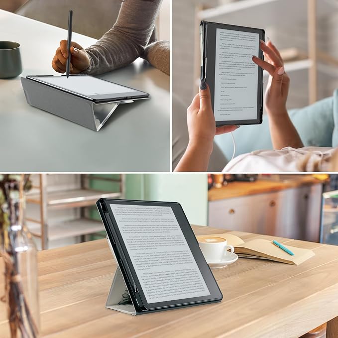 CoBak Stand Case for Kindle Scribe - Premium Folio Leather Cover with Pen Holder, Auto Sleep/Wake - Compatible with 10.2 Inch Kindle Scribe (2022/2024 Release)