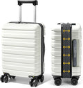 Lekesky 18 Inch Expandable Carry On Luggage Airline Approved, Hard Shell Suitcase with TSA Lock, Lightweight Spinner Wheels for Travel Weekend Trips Men Women, Beige
