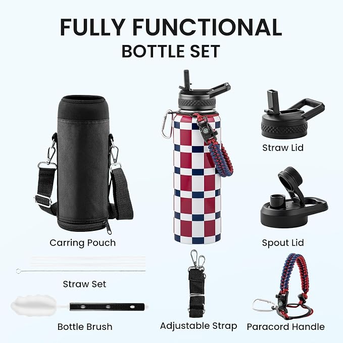 RAYMYLO 2026 Soccer Biggest Event Edition Insulated Water Bottle 40 oz, Nation Flag Design, Best Souvenir & Gift for World Soccer Lover, Vacuum Stainless Steel (Cold for 36Hrs), Leak Proof & Non-BPA