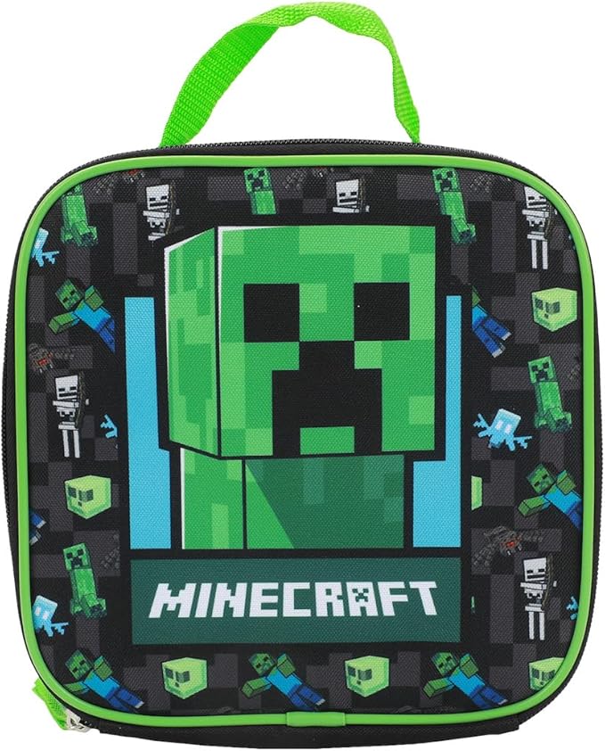 BIOWORLD Unisex Minecraft Creeper 5- Piece Backpack set (Little Kid/Big Kid), Green, One size