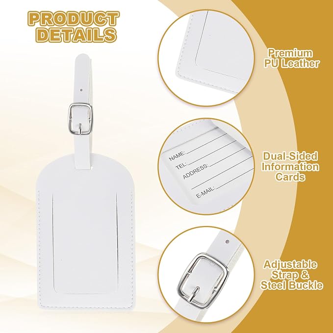 PATIKIL Leather Luggage Tag, 30 Pcs Luggage Tags Pu Bag Tags for Suitcases Airplane Travel Essentials, White