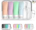 16-Piece Silicone Travel Bottles Set – TSA Approved Leakproof Toiletry Kit with Flat Easy-Squeeze Bottles, Pump & Spray, Waterproof Bag