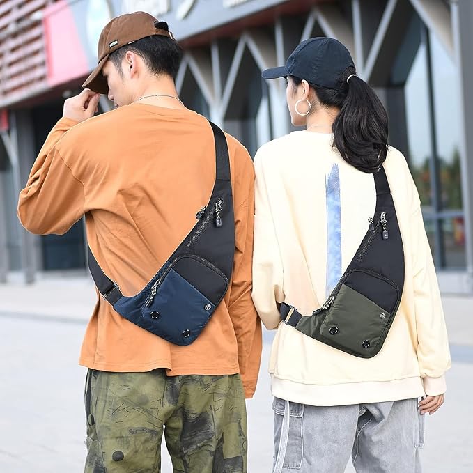 Peicees Water-resist Sling Bag Crossbody Bag for Men Slim Chest Backpack Man Purse Small Shoulder Bag for Travel Hiking