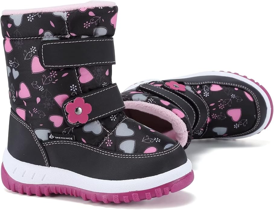 CIOR Winter Snow Boots for Boy and Girl Outdoor Waterproof with Fur Lined(Toddler/Little Kids)