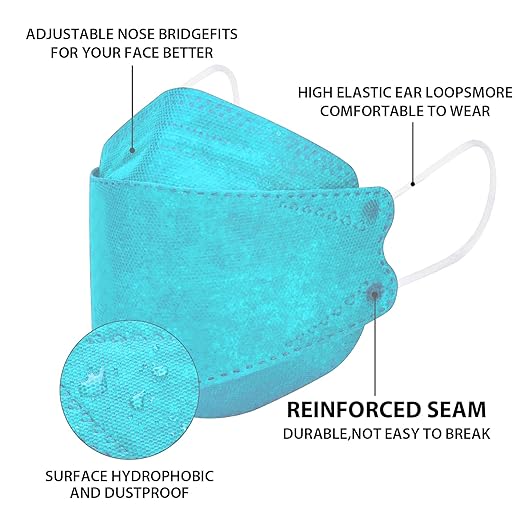 Borje KN95 Face Masks for Adults 50 Pack, 5-Ply Blue Disposable Face Mask Against PM 2.5 Smoke & Dust, Filtration Efficiency 95%