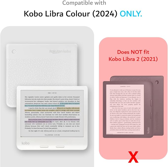 TUDIA M-FLIP Detachable Clear Magnetic Case for Kobo Libra Colour (2024) - [Auto Wake/Sleep] Shockproof Slim Transparent Back Magnetic Fold Cover with Stylus Holder (Dark Green)