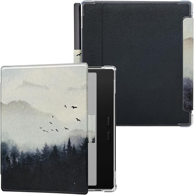 Pen Holder Case for Onyx Boox Go Color 7 (Gen 1/2, 2024/2025) / Boox Go 7 Ultra-Thin Enhanced Auto Sleep/Wake Cover with Transparent TPU Back & Magnetic Closure (Misty Forest)