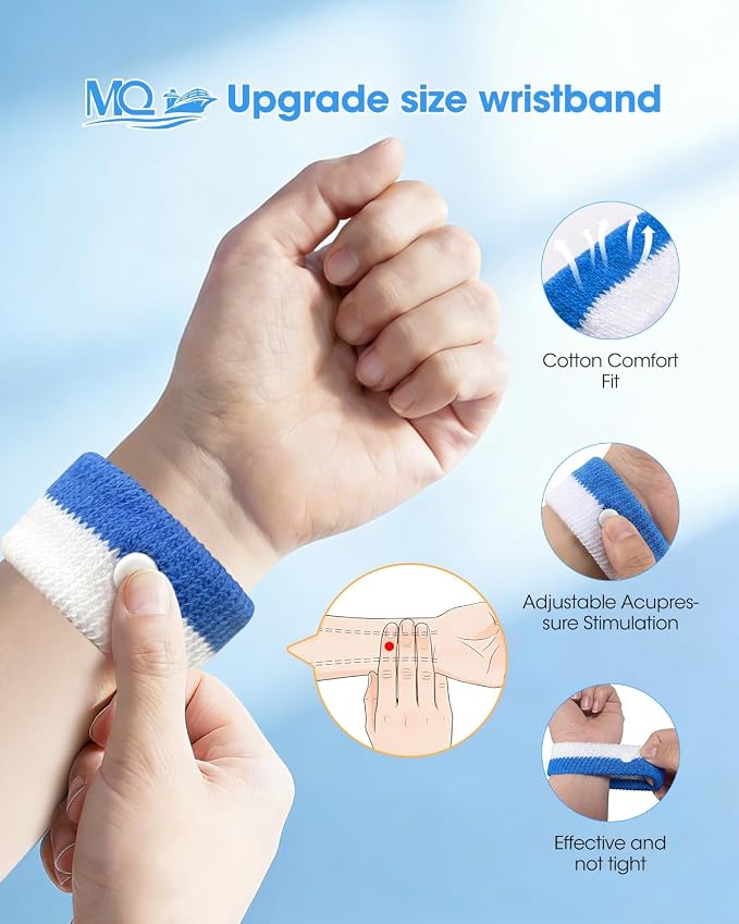 MQ 1Pair Motion Sickness Wrist Bands Utilizing Acupressure Method and 28ct Sea Sickness Patches, Motion Sickness Wristbands for Cruise & Flight, Travel Essentials Non-Drowsy, Effective, Long-Lasting