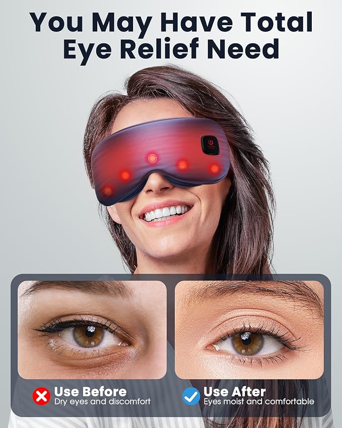 Heated Eye Mask - Cordless Eye Mask for Dry Eyes, Eye Relief, Improved Sleep, Washable Eye Heating pad for Travel and with Replaceable Shell