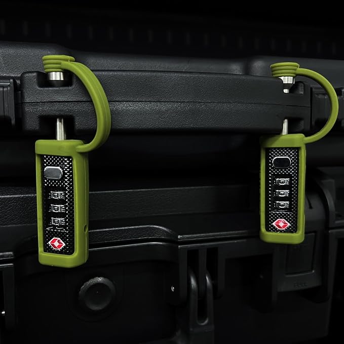 LAFENLIN 4-Pack TSA-Approved Gun Case Locks for Secure Firearm Transport & Storage, Cut-Proof Heavy Duty Padlocks Fit Gun, Rifle, Handgun, & Pistol Travel Cases, Moss