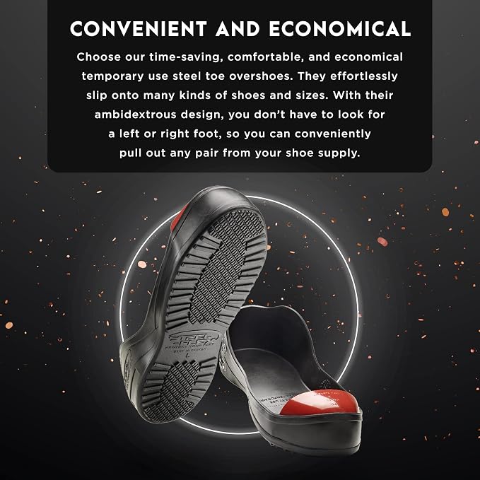 STLFLX - ToeGUARDZ™ Steel Toe Overshoes, Temporary Use Steel Toe Covers Alternative, CSA Z334 Approved Safety Overshoes with Steel Toe Cap & Thermoplastic Rubber, Ambidextrous, Slip Resisting, S