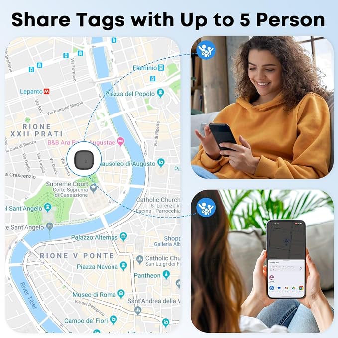 Air Tracker Tags-4 Pack for Android, Bluetooth Luggage Tracker Anti Lost Keys Finder/Item Locator with Holder Case Work with Google's Find Hub for Key, Backpack, Luggage, Wallet, Precise Position