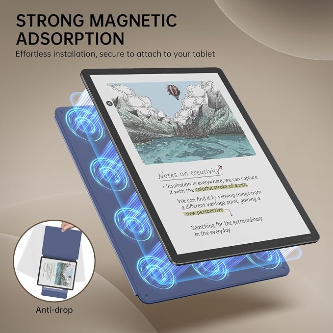 MoKo Magnetic Case for All-New 11" Kindle Scribe 2025(3rd Generation) & Kindle Scribe Colorsoft 2025(1st Gen) - Slim Folio Premium PU Leather Cover with Pen Clasp & Auto Sleep Wake, Blue Leaf Flower