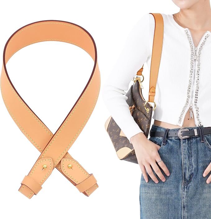 jiesinlov Vachetta Leather Replacement Straps Purse Shoulder Strap for Gracefull Bags (W1.4in,L25in-Beeswax)