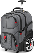 MATEIN Rolling Laptop Bag with Larger Wheels, 17 Inch Spacious Roller Back Packs with Anti Theft Lock for Adults Men, Heavy Duty Rolling Large Carry On Luggage for Office Work Travel, Grey