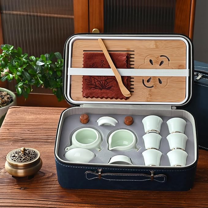 Chinese Tea Set, Kung fu TeaSet, Chinese Gongfu Tea Set With 6 Tea Cups, Side handle tea pot (CebaG 6cups)