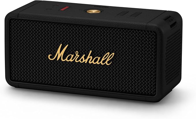 Marshall Middleton Portable Bluetooth Speaker - Rugged Waterproof/Dust-proof Design | Loud Stereo Sound, Deep Bass | Compact and Wireless for Travel and Outdoors - Black and Brass