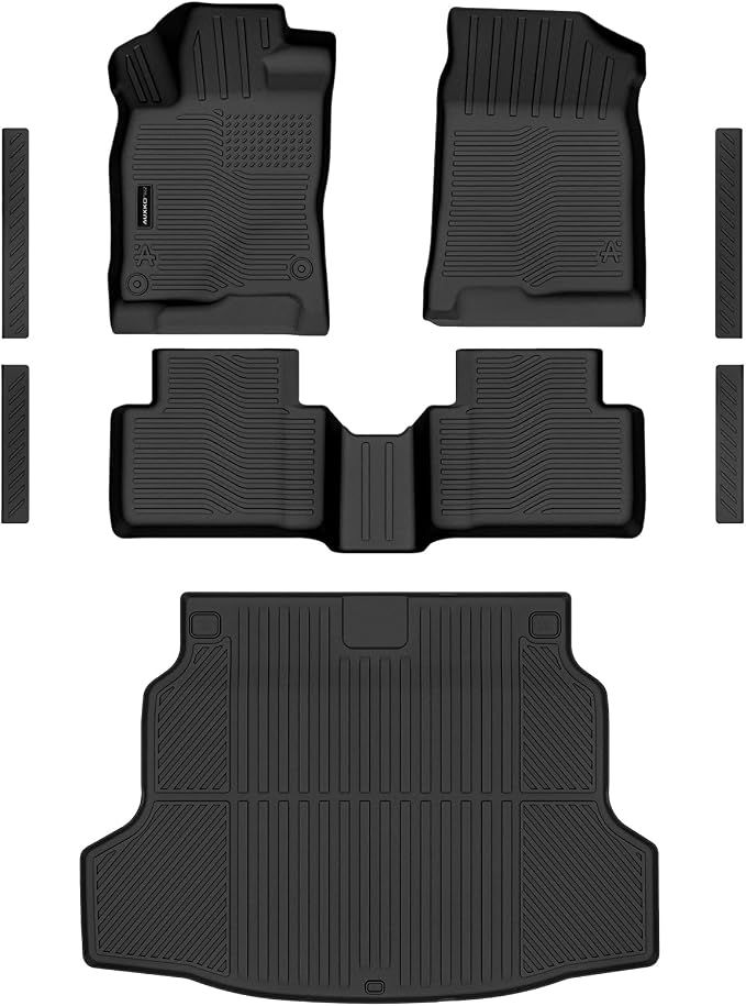 Auxko All Weather Floor Mats Cargo Mat & Door Sill Protectors for Honda Civic Hatchback 2017-2021 TPE Liners Accessories Guard Odorless Anti-Slip Floor Trunk Liner