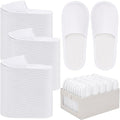 50 Pairs Disposable Slippers for Guests Bulk with Folding Storage Box, 11 Inch White Non-Slip Hotel Slippers, Individually Wrapped House Slippers for Men Women Travel, Spa, Home, Wedding