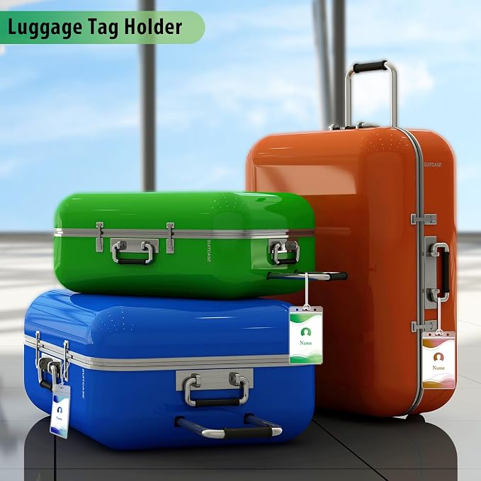 Zonon 24 Pack Clear Luggage Tags Bulk Bag Tag Badge Holder for Suitcases Waterproof Zip Identification ID Card Holder with Clear Loop Straps Business Travel and Office Supplies (10 Mil)