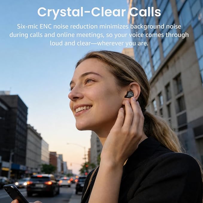 TOZO NC9 Hybrid Active Noise Cancelling Wireless Earbuds, 6 Mics ENC Clear Call, IPX8 Waterproof, in Ear Bluetooth 5.3 Headphones Stereo Bass Ear Buds 60H Playtime with LED Display 32 EQs via APP