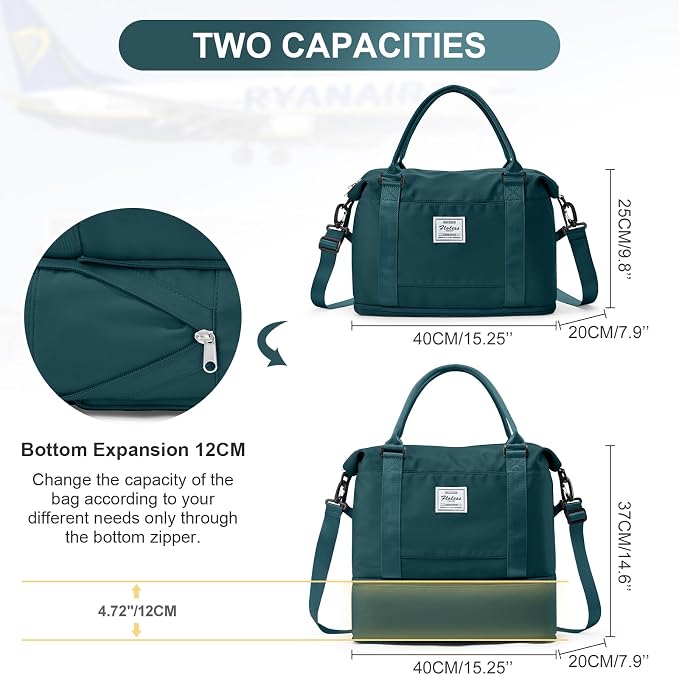 Travel Duffel Bag, 18x14x8 Inches Travel Bag Spirit with Shoes Compartment, Weekender Overnight Bag for Women with Trolley Sleeve, Carry On Bag for Airplanes Sport Tote Gym Bag(Blue)