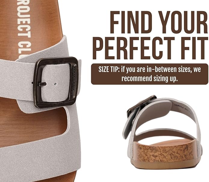 Project Cloud Womens Sandals - Adjustable Buckle Sandals for Women 2026 with Plush Insole - Lightweight & Non Slip Slides for Women Footwear