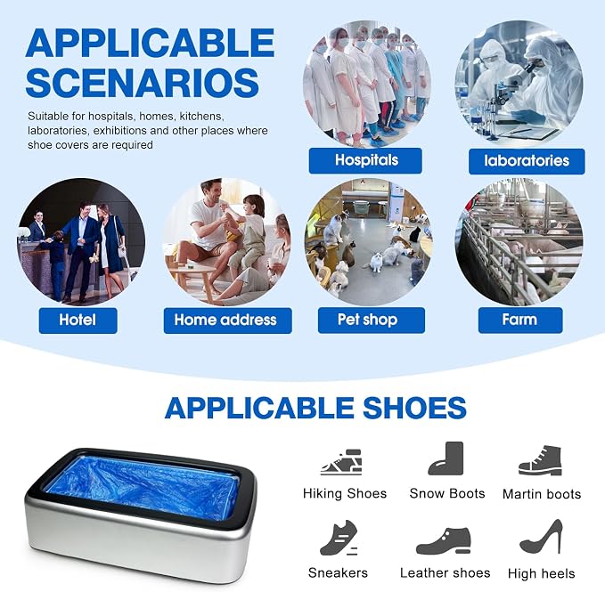 Shoe Cover Dispenser Containing 200pcs Shoe Covers Disposable Non Slip High Quality Automatic Shoe Cover Machine with Disposable Shoe Covers for Indoors for Most Occasion and Shoes Size