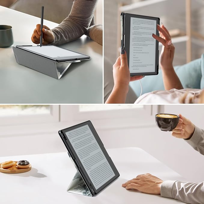 CoBak Case for E-Reader - All New PU Leather Cover with Auto Sleep Wake Feature for Tablet Reader 10.2" 2022 & 2024 Released with Pen Holder (not Compatible with Remarkable),Ink Painting