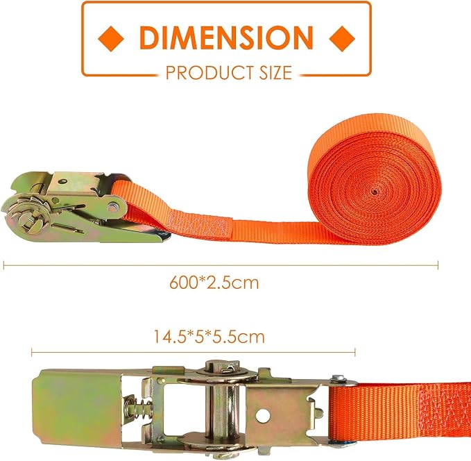 TLGREEN 10Pcs 1in×20ft Endless Ratchet Straps, NO Hook, 1760lb Break Strength Tie Down Straps, Ratchet Strap Heavy Duty for Motorcycle UTV ATV Kayak Truck Cargo Luggage Goods, Orange