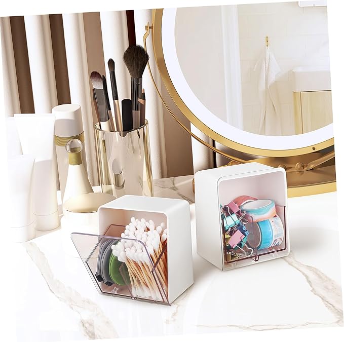 Alipis 4pcs Cotton Swab Storage Box Elegant Double-compartment Makeup Holder for Cotton and Pads for Easy Access for Bathrooms and Bedrooms