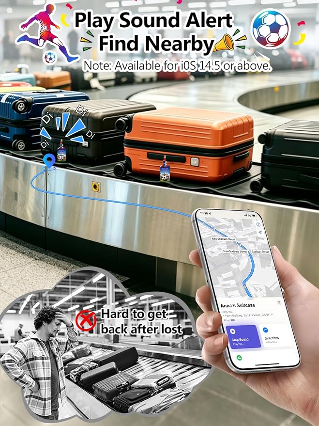 Luggage Tags Built-in Anti-Loss Tracker, Luxury Leather Luggage Tags for Suitcase, Travel Bags, Backpacks, Travel Organizer for Lost Baggage Prevention (Landmark)