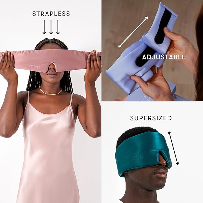 DROWSY Silk Sleep Mask - Face-Hugging, Padded Cocoon for Luxury Sleep in Total Darkness - 100% Pure Mulberry Silk (Tuscan Kiss)