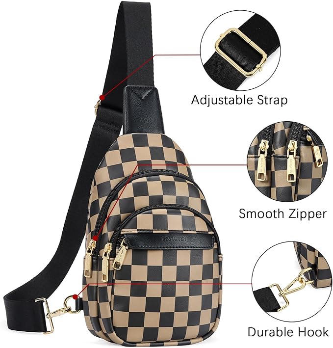 BOSTANTEN Sling Bag for Women Leather Crossbody Bags Fanny Pack Chest Bag for Travel