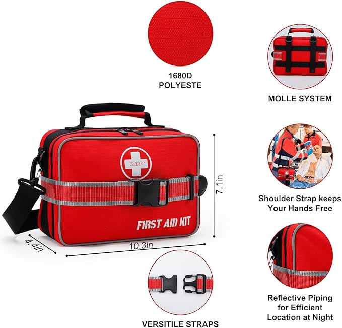 Comprehensive Premium 430 Piece Emergency First Aid Kit, Large Medical Kits for Home, Car, Camping, Travel, Hiking, Truck, Sports & Outdoor Emergencies, Businesses & Home Medical Supplies (Large)